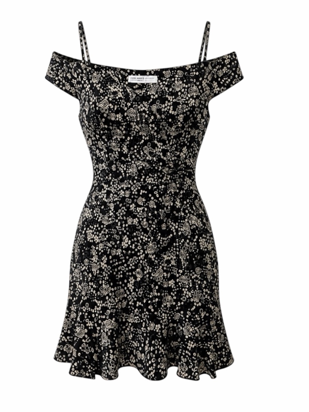 ZARA Vintage Black Floral Off Shoulder Dress Size small - Picture 2 of 6